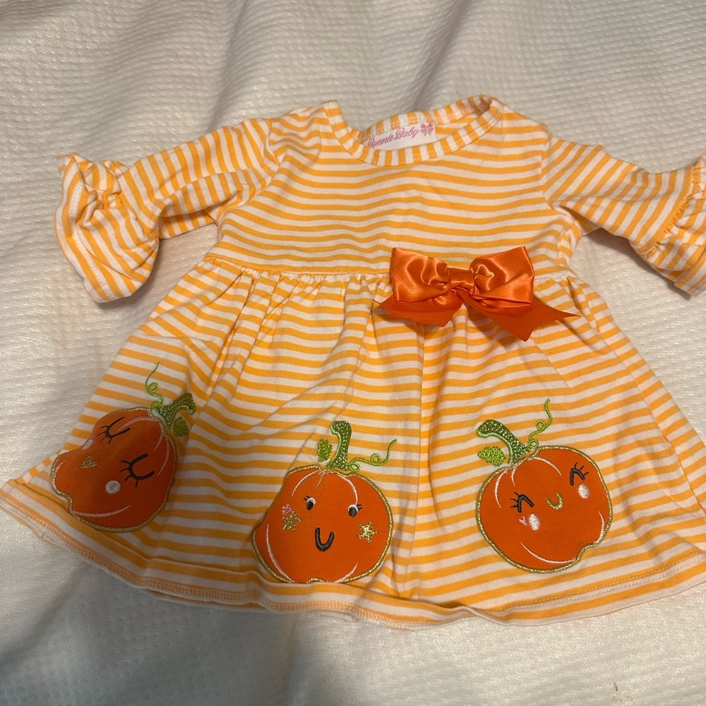 Striped Pumpkin Kids Dress